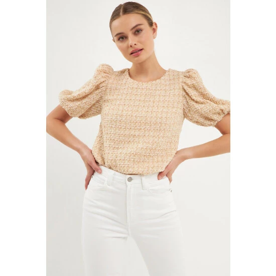 English Factory Multi Tweed Top Tops Cream 4 English Factory Multi Tweed Top Tops Cream - Image 4