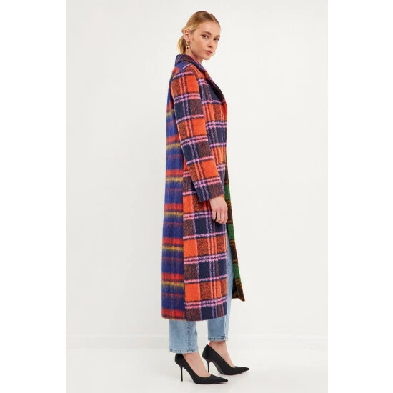 English Factory Colorblock Plaid Trench Coat Coats, Jackets & Blazers Multi - Image 2