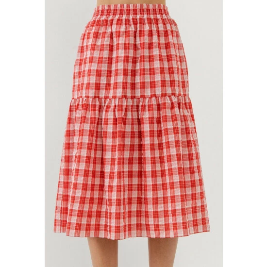 English Factory Gingham Midi Skirt Skirts Red - Image 5