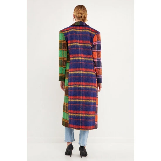 English Factory Colorblock Plaid Trench Coat Coats, Jackets & Blazers Multi - Image 3