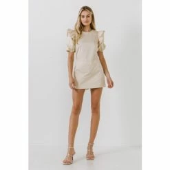 English Factory Puff-Sleeve Romper Jumpsuits & Rompers Ivory -English Factory Shop unnamed file 1463