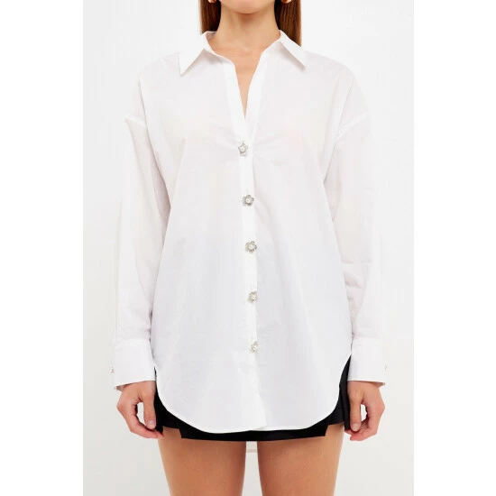 English Factory Oversize Collared Shirt Tops White - Image 5