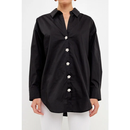 English Factory Oversize Collared Shirt Tops White - Image 9