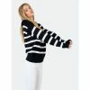 English Factory Striped Knit Zip Pullover Sweatshirts & Sweaters Black