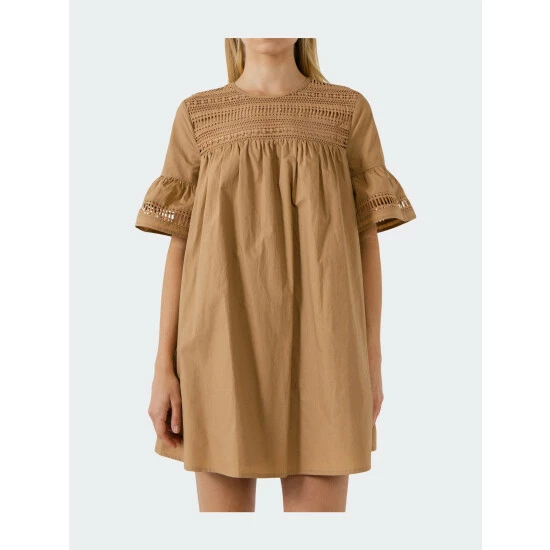 English Factory Lace Detail Mini Dress Dresses Burgundy - Image 8