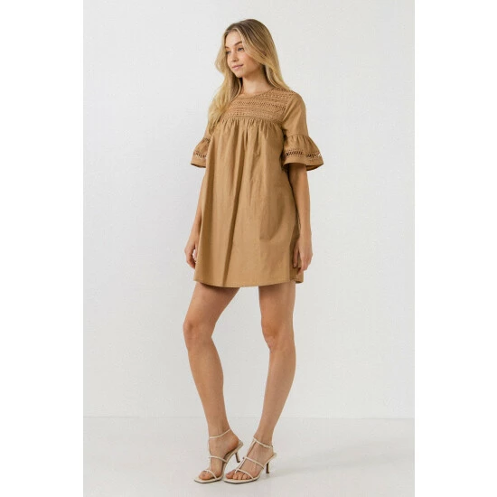 English Factory Lace Detail Mini Dress Dresses Burgundy - Image 10