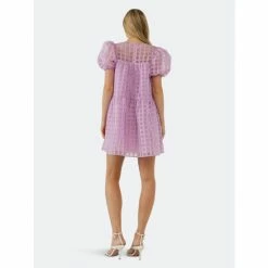 English Factory Gridded Puff Sleeve Dress Dresses Lilac -English Factory Shop unnamed file 1544