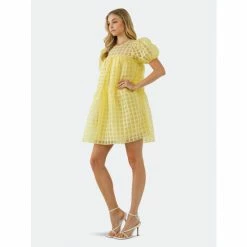 English Factory Gridded Puff Sleeve Dress Dresses Lilac -English Factory Shop unnamed file 1548