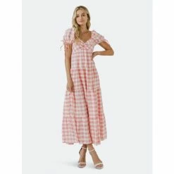 English Factory Knotted Gingham Dress Dresses Pink