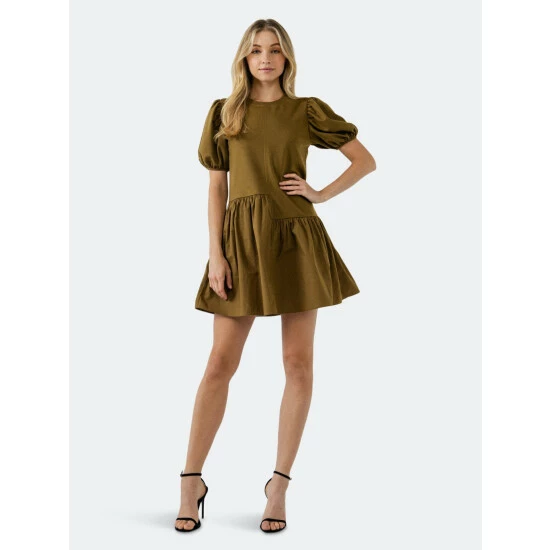 English Factory Knit Woven Mixed Dress Dresses Red - Image 2