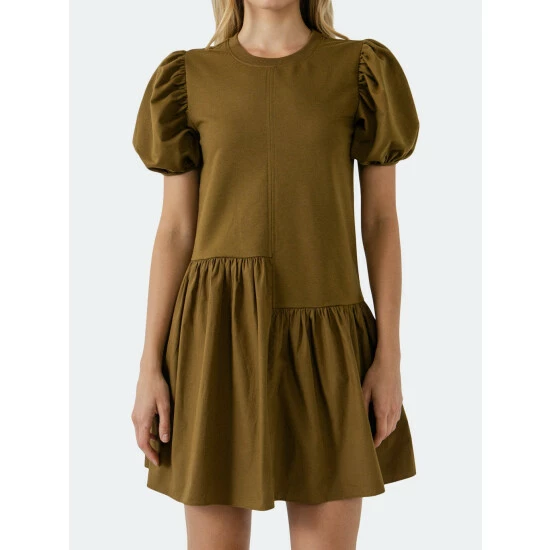 English Factory Knit Woven Mixed Dress Dresses Red - Image 3