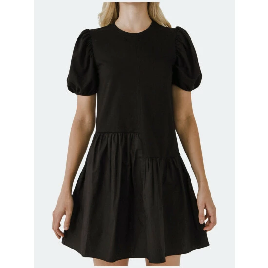 English Factory Knit Woven Mixed Dress Dresses Red - Image 5