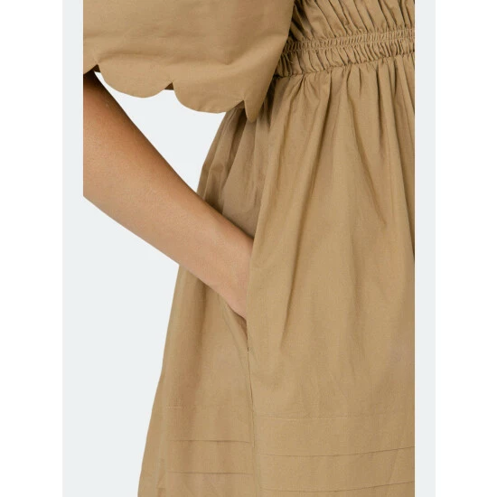 English Factory Scallop Detail Midi Dress Dresses Tan - Image 3