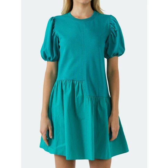 English Factory Knit Woven Mixed Dress Dresses Red - Image 8