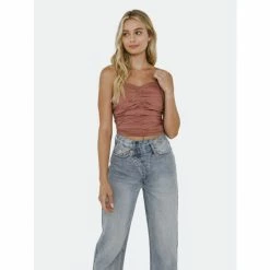 English Factory Shirring Detail Tank Top Tops Mustard