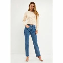 English Factory Texture Cable Sweater Sweatshirts & Sweaters Purple