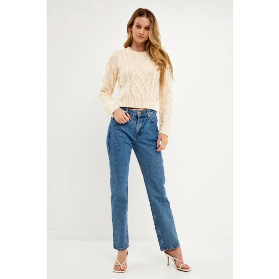 English Factory Texture Cable Sweater Sweatshirts & Sweaters Purple