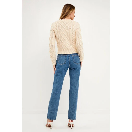 English Factory Texture Cable Sweater Sweatshirts & Sweaters Purple - Image 3