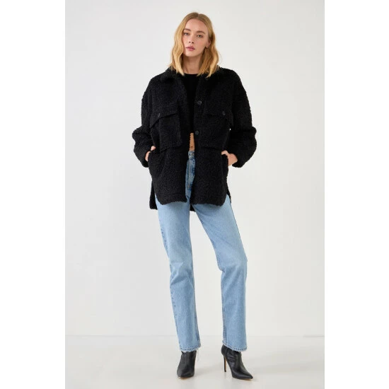 English Factory Oversized Sherpa Jacket Coats, Jackets & Blazers Black - Image 7