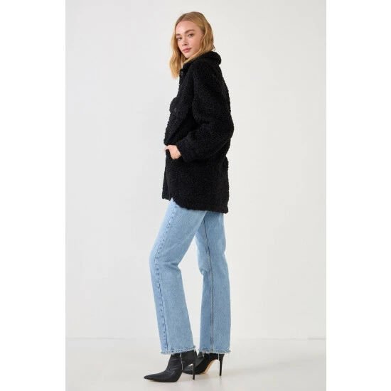 English Factory Oversized Sherpa Jacket Coats, Jackets & Blazers Black - Image 8