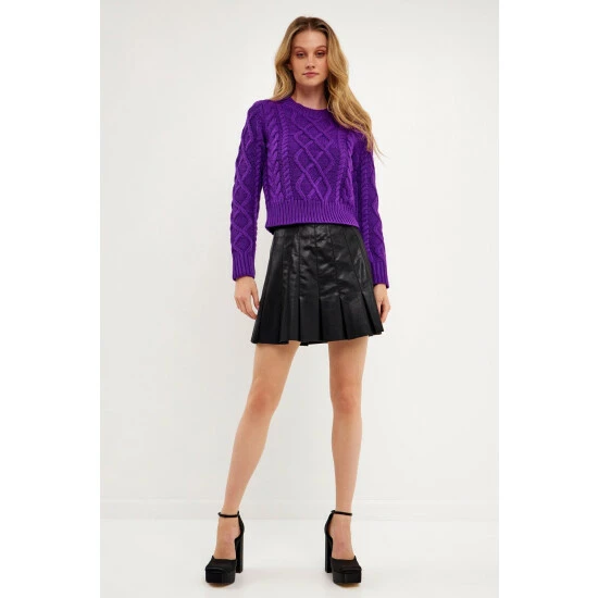 English Factory Texture Cable Sweater Sweatshirts & Sweaters Purple - Image 6