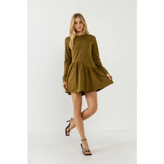 English Factory Knit Unbalanced Seam Dress Dresses Dusty Blue