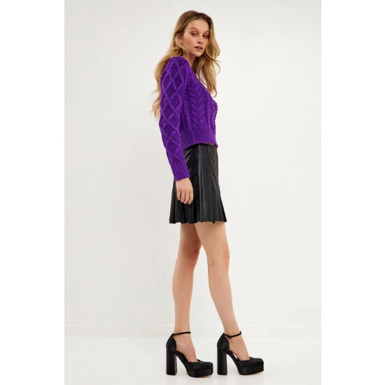 English Factory Texture Cable Sweater Sweatshirts & Sweaters Purple - Image 7