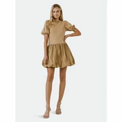 English Factory Mix Media Balloon Mini Dress Dresses Black