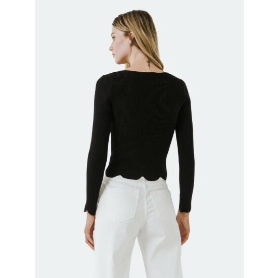 English Factory Scallop Hem Long Sleeve Sweater Sweatshirts & Sweaters White - Image 8