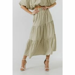 English Factory Tiered Maxi Skirt Skirts Olive