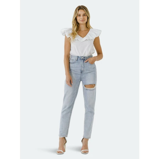 English Factory Ruffle At Neckline Top Tops White 2 English Factory Ruffle At Neckline Top Tops White - Image 2