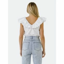 English Factory Ruffle At Neckline Top Tops White 12 English Factory Ruffle At Neckline Top Tops White -English Factory Shop unnamed file 1803