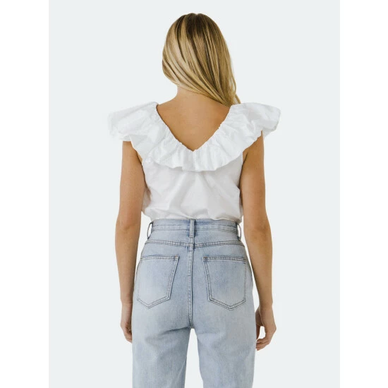 English Factory Ruffle At Neckline Top Tops White 3 English Factory Ruffle At Neckline Top Tops White - Image 3