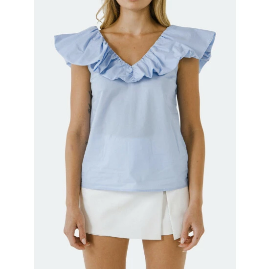 English Factory Ruffle At Neckline Top Tops White 7 English Factory Ruffle At Neckline Top Tops White - Image 7