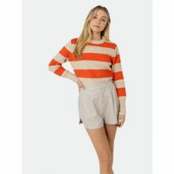 English Factory Striped Knit Top Tops Beige/orange