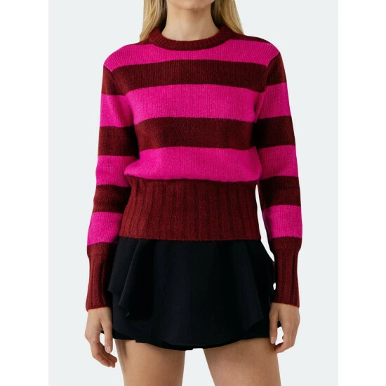 English Factory Striped Knit Top Tops Beige/orange - Image 2