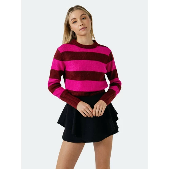 English Factory Striped Knit Top Tops Beige/orange - Image 3