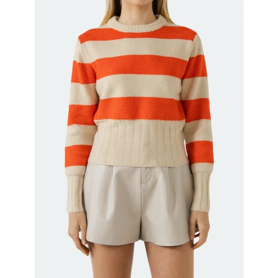 English Factory Striped Knit Top Tops Beige/orange - Image 6