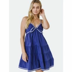 English Factory Ric Rac Tiered Dress Dresses Navy