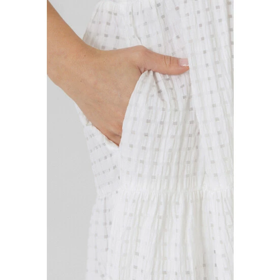 English Factory Gingham Tiered Midi Dress With Bow Tie Sleeves Dresses Pink - Image 6