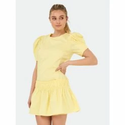 English Factory Poplin Ruffle Detail Dress Dresses Yellow