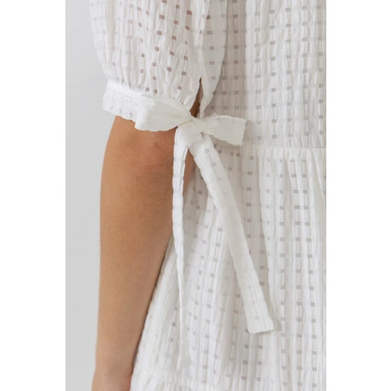 English Factory Gingham Tiered Midi Dress With Bow Tie Sleeves Dresses Pink - Image 7