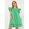 English Factory Lace Yoke Ruffle Sleeve Mini Dress Dresses Green