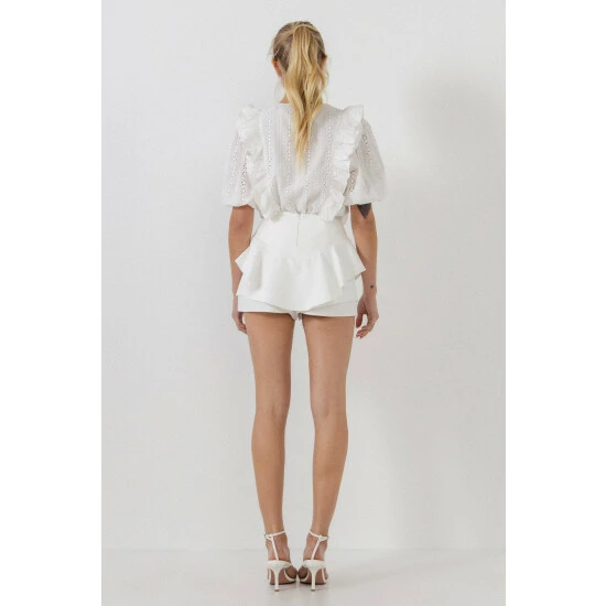 English Factory Eyelet Ruffles Detail Top Tops White - Image 3