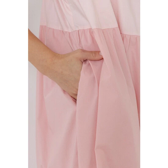 English Factory Ruffled Straps Color Block Midi Dress Dresses Pink Multi - Image 7