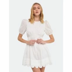 English Factory Scallop Detail Mini Dress Dresses White