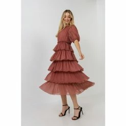 English Factory Dotted Tiered Dress Dresses Mauve