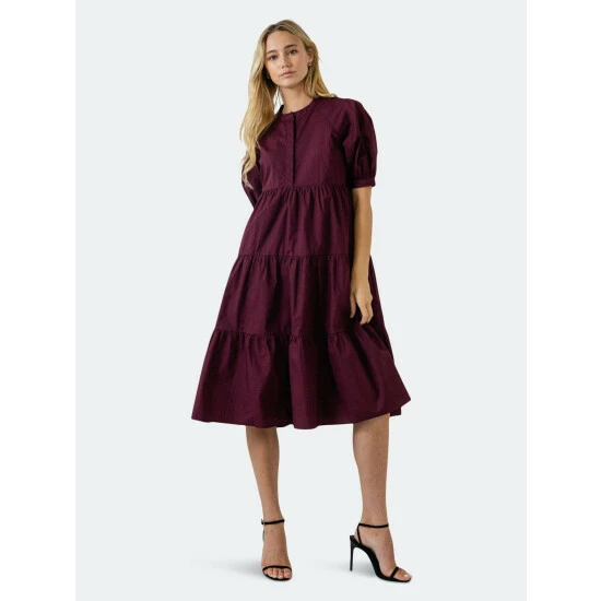 English Factory Short Puff Sleeve Dress Dresses Navy - Image 3