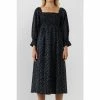 English Factory Floral Smocked Midi Dress Dresses Black