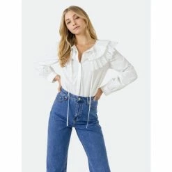 English Factory Eyelet Scallop Detail Shirt Tops White